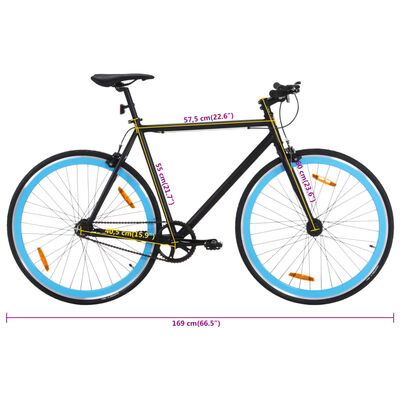 vidaXL Bicicletta a Scatto Fisso Nera e Blu 700c 55 cm