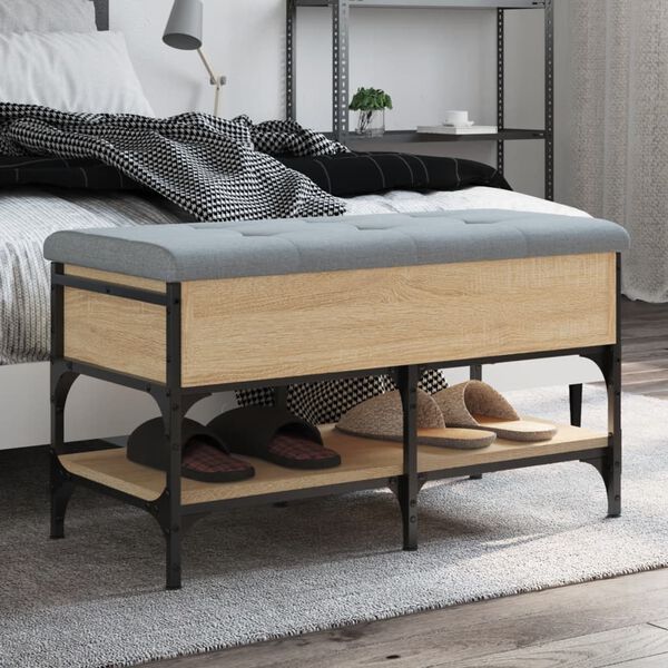 vidaXL Panca Porta Scarpe Rovere Sonoma 82x42x45 cm Legno Multistrato