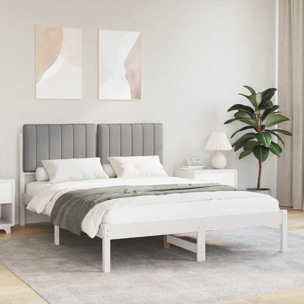 vidaXL Letto con Testiera Rivestita Grigio chiaro 140 x 190 cm