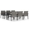 vidaXL Set da Pranzo da Giardino 7 pz in Polyrattan Grigio