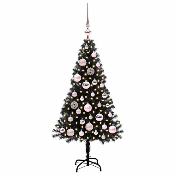 vidaXL Albero di Natale con 150 LED con supporto Nero 120 cm PVC