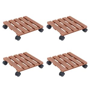 vidaXL Carrelli Porta Piante 4 pz Marroni 30x30x7,5 cm WPC