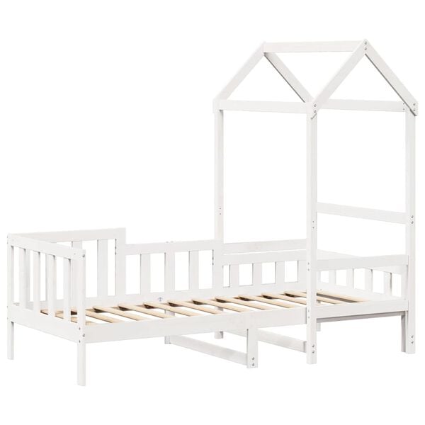 vidaXL Dormeuse con Tetto 80x200 cm Bianco in Legno Massello di Pino