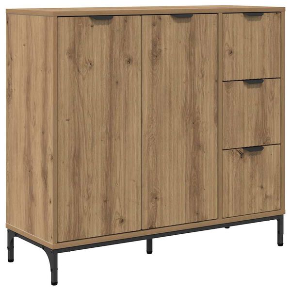 vidaXL Credenza Rovere artigianale 89,5 x 33 x 82 cm Legno multistrato