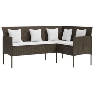 vidaXL Divano a Forma di L con Cuscini in Polyrattan Marrone