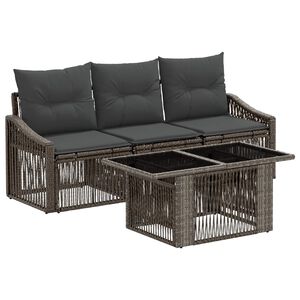 vidaXL Set Divano da Giardino 4 pz Grigio e Grigio Scuro polyrattan