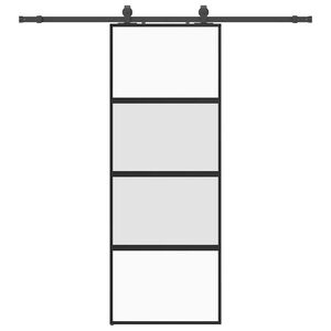 vidaXL Porta Scorrevole Set Ferramenta Nera 76x205 cm Vetro Temperato