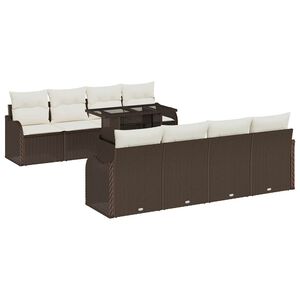 vidaXL Set Divano da Giardino 9 pz 8-Numero di posti Marrone