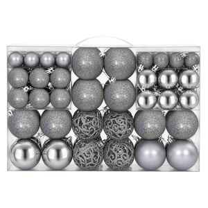 vidaXL Palline di Natale 100 pz Grigie 3 / 4 / 6 cm