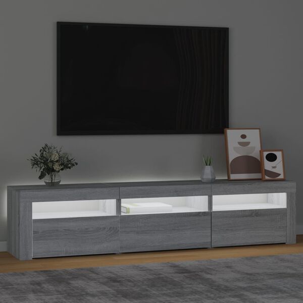 vidaXL Mobile Porta TV con Luci LED Grigio Sonoma 180x35x40 cm