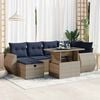 vidaXL Set Divani Giardino 7 pz con Cuscini Grigio Polyrattan Acacia