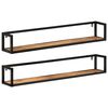 vidaXL Mensole da Parete 2 pz 110x17x17cm Legno Massello Mango e Ferro