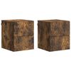 vidaXL Mobiletto da notte a muro 2 pz Rovere Fumo 34,5 x 33 x 40 cm