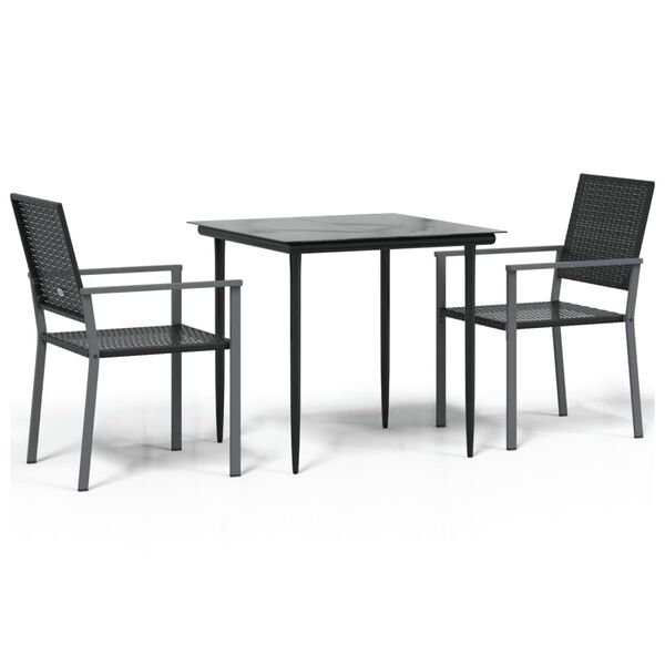 vidaXL Set da Pranzo da Giardino 3 pz in Polyrattan e Acciaio