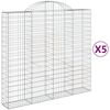 vidaXL Cesti Gabbioni ad Arco 5 pz 200x50x180/200 cm Ferro Zincato