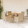 vidaXL Set Pranzo da Giardino 5 pz con Cuscini Beige Polyrattan Acacia