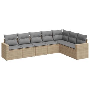 vidaXL Set Divani da Giardino 7 pz con Cuscini Beige in Polyrattan