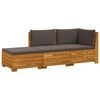 vidaXL 3 pz Set di divani da esterno Legno di Acacia Massello Marrone