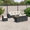vidaXL Set Divani da Giardino 9 pz con Cuscini Nero in Polyrattan