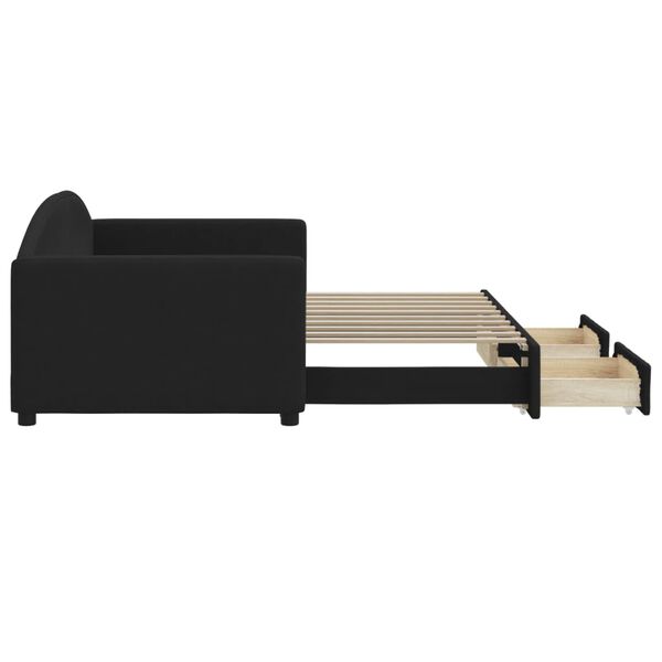 vidaXL Divano Letto Estraibile con Cassetti Nero 90x190 cm in Tessuto