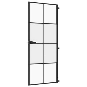 vidaXL Porta Interni Sottile Nera 83x201,5cm Vetro Temperato Alluminio