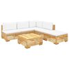 vidaXL Set Divani da Giardino 6 pz con Cuscini Legno Massello di Teak