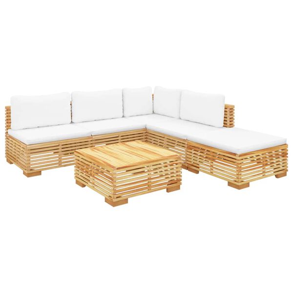 vidaXL Set Divani da Giardino 6 pz con Cuscini Legno Massello di Teak