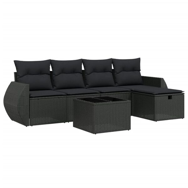 vidaXL Set Divani da Giardino 5 pz con Cuscini in Polyrattan Nero