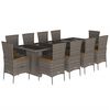 vidaXL Set da Pranzo da Giardino 11pz con Cuscini in Polyrattan Grigio