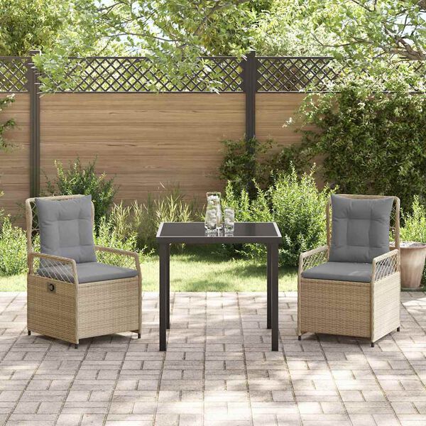 vidaXL Set da Pranzo per Giardino 3 pcs Beige e Grigio Chiaro