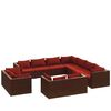 vidaXL Set Divani da Giardino 11 pz con Cuscini in Polyrattan Marrone