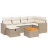 vidaXL Set Divani da Giardino 7 pz con Cuscini Beige in Polyrattan