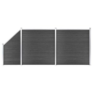 vidaXL Set Pannelli di Recinzione in WPC 446x(105-186) cm Nero