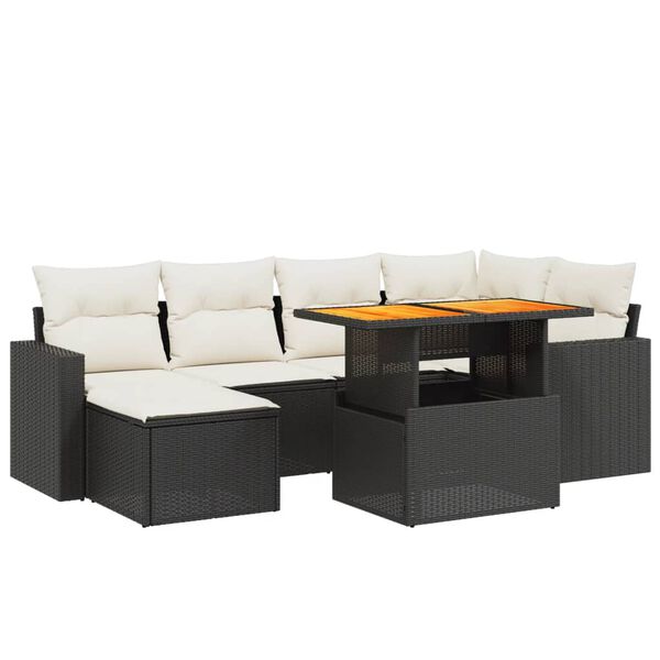vidaXL Set Divani da Giardino con Cuscini 7pz Nero Polyrattan