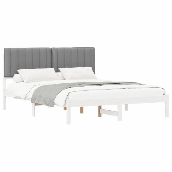 vidaXL Letto con Testiera Rivestita Grigio chiaro 160 x 200 cm