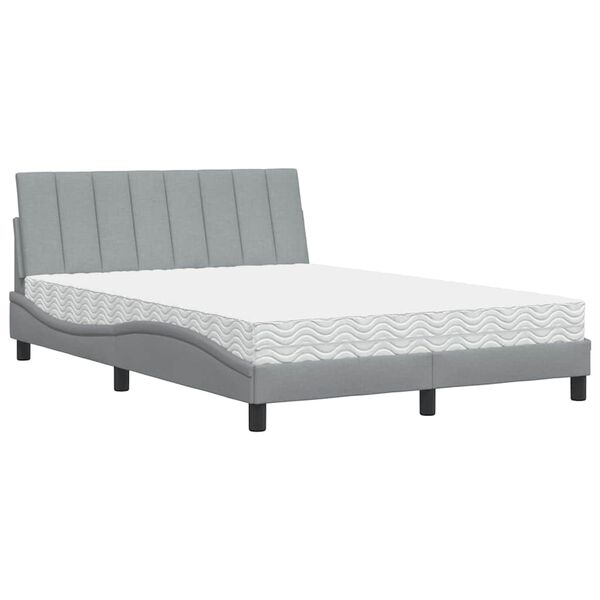 vidaXL Letto con Materasso Hanko Grigio Chiaro 120x200cm Tessuto