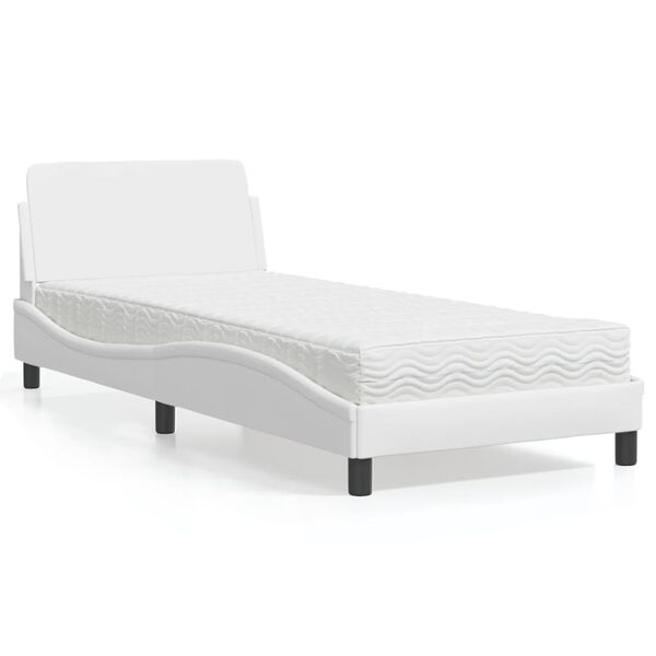 vidaXL Letto con Materasso Dover Bianco 90x200 cm in Similpelle