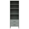 vidaXL Libreria con 2 Cassetti Grigio 60x35x180 cm Legno Massello OSLO