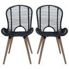 vidaXL Sedie da Pranzo 4 pz Nere in Rattan Naturale