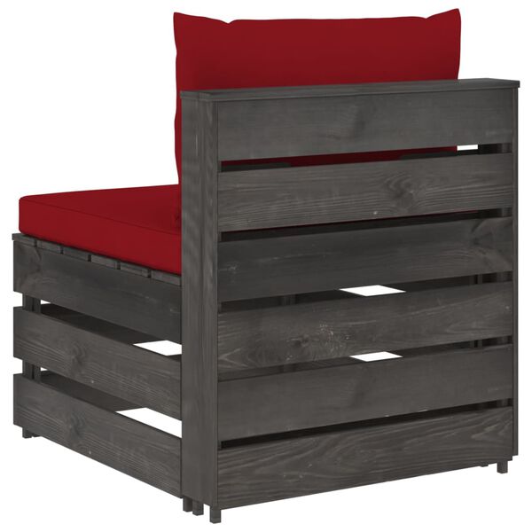 vidaXL Divano Centrale Modulare con Cuscini in Legno Impregnato Grigio