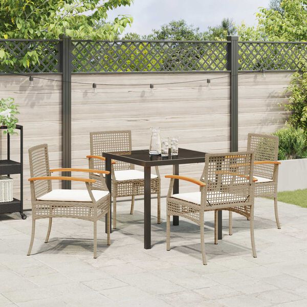 vidaXL Set da Pranzo per Giardino 5 pcs Beige polyrattan