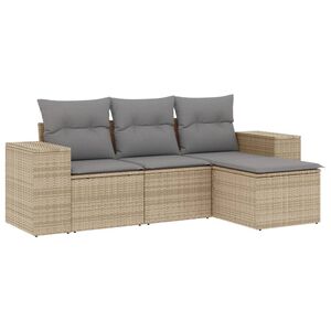 vidaXL Set Divano da Giardino 4 pz con Cuscini Beige in Polyrattan