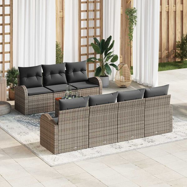 vidaXL Set Divano da Giardino 8 pcs Grigio