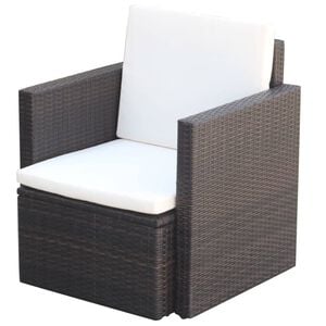vidaXL Sedia da Giardino con Cuscini in Polyrattan Marrone