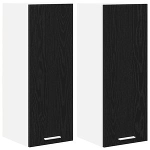 vidaXL Armadio pensile 2 pcs Rovere Nero e Bianco 30 x 31 x 80 cm