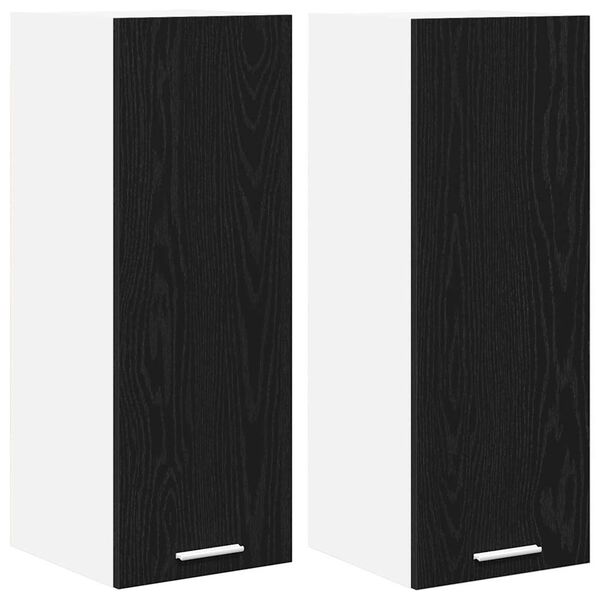 vidaXL Armadio pensile 2 pcs Rovere Nero e Bianco 30 x 31 x 80 cm