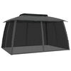 vidaXL Gazebo Tetto Doppio e Pareti Rete Antracite 3,93x2,93 m Acciaio