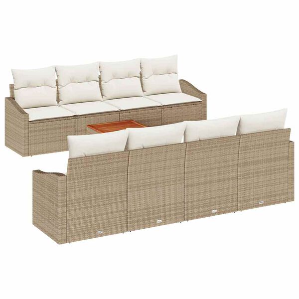 vidaXL Set Divano da Giardino 9 pcs Beige e Crema polyrattan