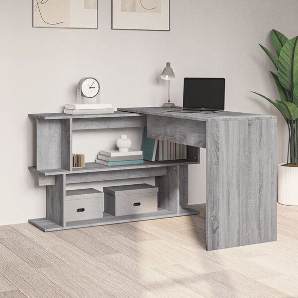 vidaXL Scrivania Angolare Grigio Sonoma 200x50x76 cm Legno Multistrato