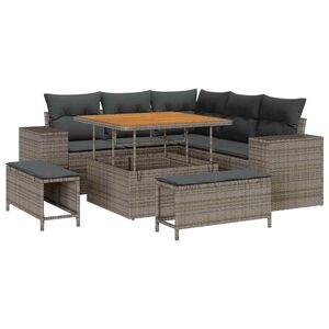 vidaXL Set Divano da Giardino con cuscino 8 pcs Grigio polyrattan